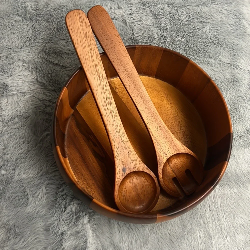 NEW Acacia Wood Salad Set